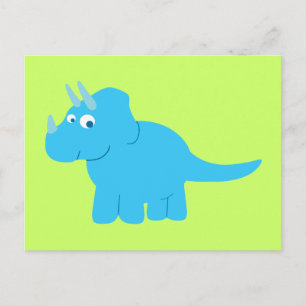 Carte Postale Tricératops bleu Dinosaur