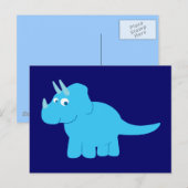 Carte Postale Tricératops bleu Dinosaur (Devant / Derrière)