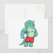 Carte Postale Triceratops culturiste à Bodybuilding (Devant / Derrière)