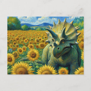 Carte Postale Tricératops Dinosaur le champ de tournesol Van Gog