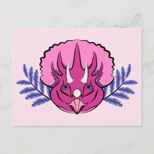 Carte Postale Tricératops Joli Dinosaur Rose