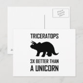 Carte Postale Tricératops Mieux que Unicorn (Devant / Derrière)