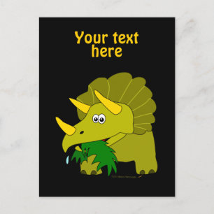 Carte Postale Tricératops Vert Cute Dinosaure Dessin