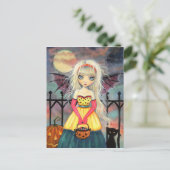 Carte Postale Trick or Treat Cute Halloween Vampire et chat (Debout devant)