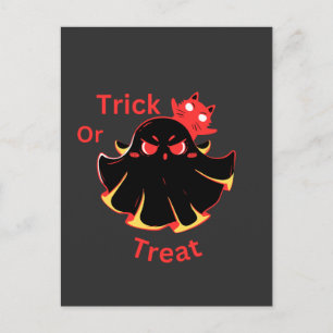 Carte Postale Trick Or Treat Gentil Fantôme et Chat Noir d'Hallo