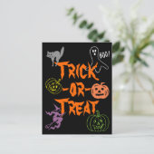Carte Postale Trick or Treat Halloween Citrouille Ghost Witch (Debout devant)
