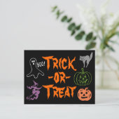 Carte Postale Trick or Treat Halloween Citrouille Ghost Witch (Debout devant)