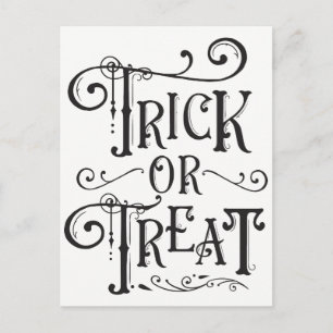 Carte Postale Trick or Treat Typographie Vintage Halloween