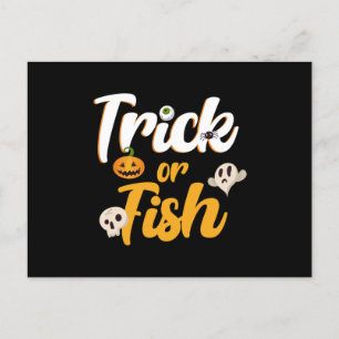Carte Postale Trick Ou Citrouille De Pêche Halloween Crâne Cadea