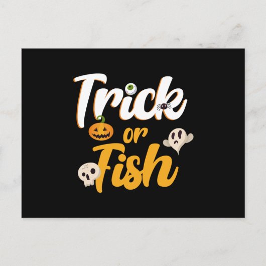 Carte Postale Trick Ou Citrouille De Pêche Halloween Crâne Cadea (Devant)