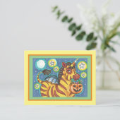 CARTE POSTALE TRICK OU TRAITEMENT BAT WING ZEBRA, HALLOWEEN CAND (Debout devant)