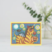 CARTE POSTALE TRICK OU TRAITEMENT BAT WING ZEBRA, HALLOWEEN CAND (Debout devant)