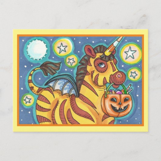 CARTE POSTALE TRICK OU TRAITEMENT BAT WING ZEBRA, HALLOWEEN CAND (Devant)