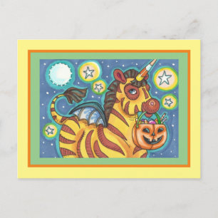 CARTE POSTALE TRICK OU TRAITEMENT BAT WING ZEBRA, HALLOWEEN CAND