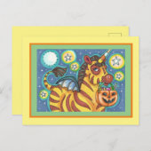 CARTE POSTALE TRICK OU TRAITEMENT BAT WING ZEBRA, HALLOWEEN CAND (Devant / Derrière)