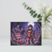 Carte Postale Trick ou traiter Halloween Zombies distribuer le c (Debout devant)