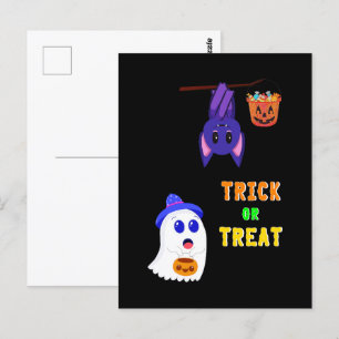Carte Postale Trick Ou Treat Bats Candy 31 UK Octobre Halloween