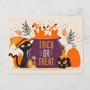 Carte Postale Trick ou Treat Cats Potion magique Brûler