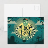Carte Postale Trick ou Treat Haunted Graveyard (Devant / Derrière)
