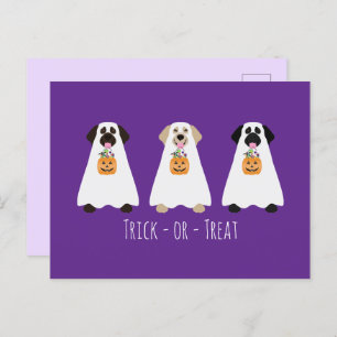 Carte Postale Trick Ou Treat Labrador Retriever Ghost Dogs