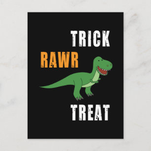 Carte Postale Trick Rawr Treat Cute Halloween Tyrannosaurus Rex
