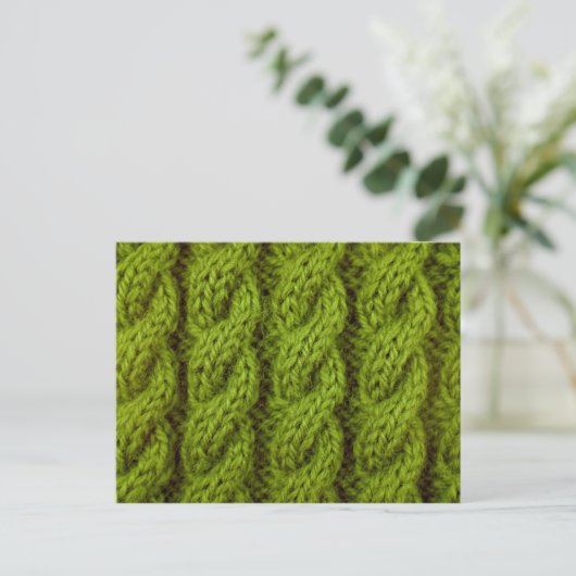 Carte Postale Tricot câble vert (Debout devant)