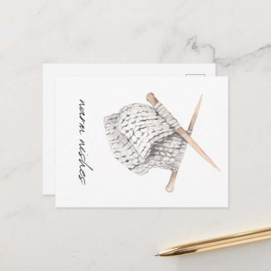 Carte Postale Tricot Chaleureux Et Cosy (Devant/Arrière en situation)