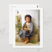 Carte Postale Tricot fille, Bouguereau (Devant / Derrière)
