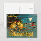 Carte Postale Tricoter ou traiter la nuit d'Halloween (Devant / Derrière)