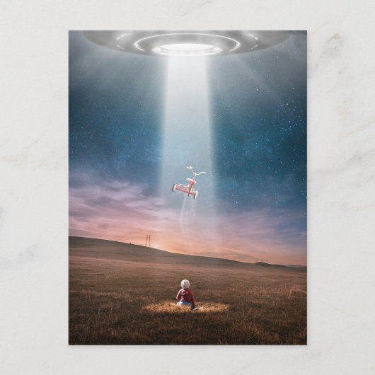 Carte Postale Tricycle d'enlèvement UFO amusant (Devant)