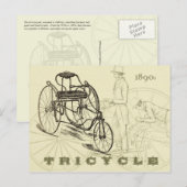 Carte Postale Tricycle du début des années 1890 (Devant / Derrière)