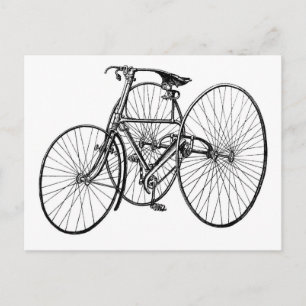 Carte Postale Tricycle vintage Art primitif Vélo Steampunk