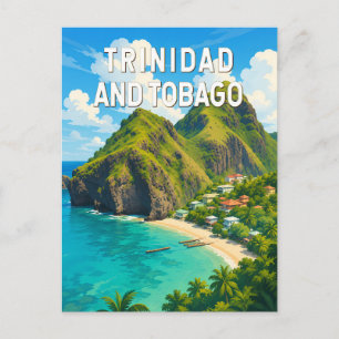 Carte Postale Trinidad et Tobago Illustration Voyage Art Rétro