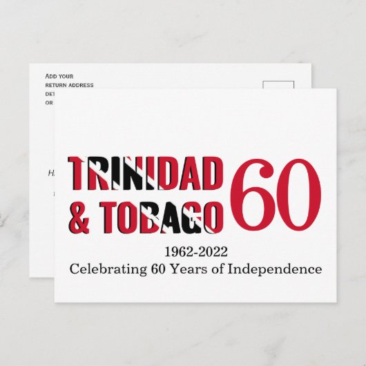 Carte Postale TRINITÉ-ET-TOBAGO 60e anniversaire de l'indépendan (Devant / Derrière)