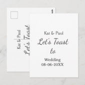 Carte Postale Trinquons au mariage nom date couple simple (Devant / Derrière)