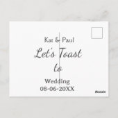 Carte Postale Trinquons au mariage nom date couple simple (Dos)