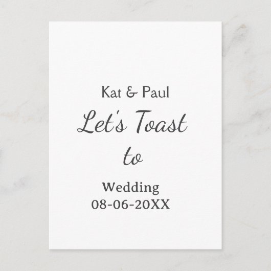 Carte Postale Trinquons au mariage nom date couple simple (Devant)