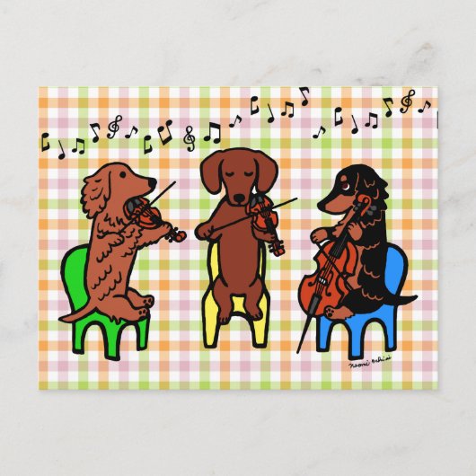 Carte Postale Trio chaîne Dachshund (Devant)