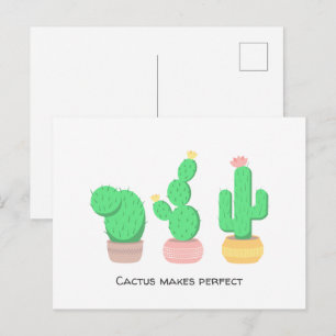 Carte Postale Trio de Cactus Désert Moderne Boho Texte personnal
