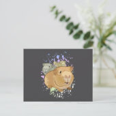 Carte Postale Trio de cochons d'Inde mignons Gris foncé minimali (Debout devant)
