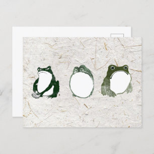 Carte Postale Trio de grenouilles japonaises grumeuses crapauds