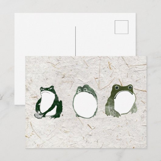 Carte Postale Trio de grenouilles japonaises grumeuses crapauds  (Devant / Derrière)