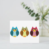 Carte Postale Trio de hibou coloré (Debout devant)