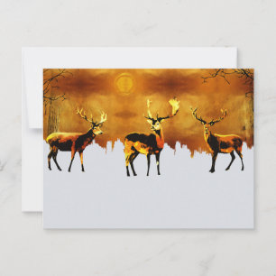 Carte Postale Trio de la forêt enchanteur : Art du cerf oriental