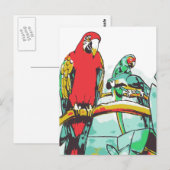 Carte Postale Trio de perroquets (Devant / Derrière)
