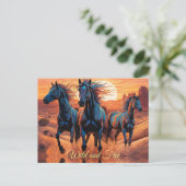 Carte Postale Trio des Chevaux Sauvages dans le désert (Debout devant)