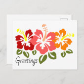 Carte Postale Trio Hibiscus coloré (Devant / Derrière)