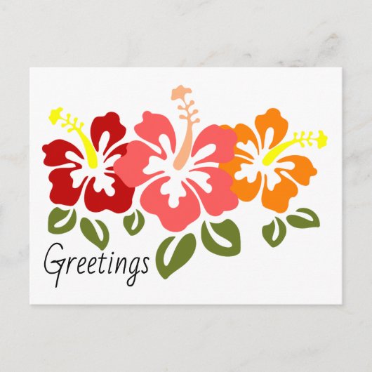 Carte Postale Trio Hibiscus coloré (Devant)