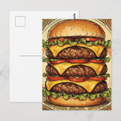Carte Postale Triple Cheeseburger Orné (Devant / Derrière)