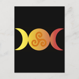 Carte Postale triple lune un triskell noir